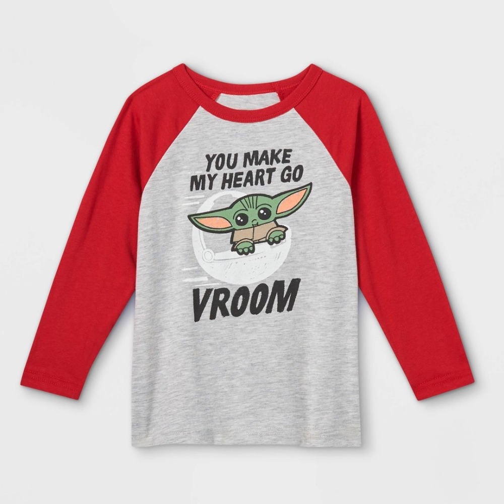 Toddler Boys Star Wars Baby Yoda Valentine's Day Long Sleeve Graphic T-Shirt 12M